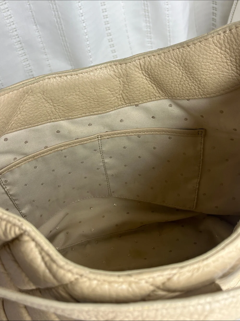Kate Spade  Quilted Cream Leather Shoulder Bag with Chain Detail